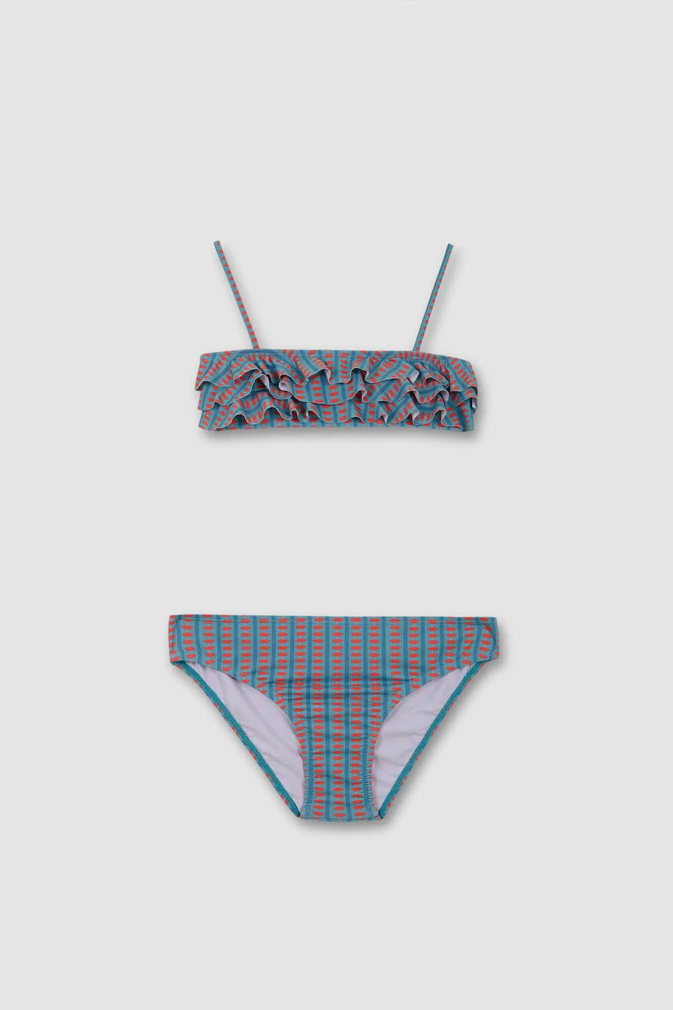Traje De Baño Estampado Retro Verde