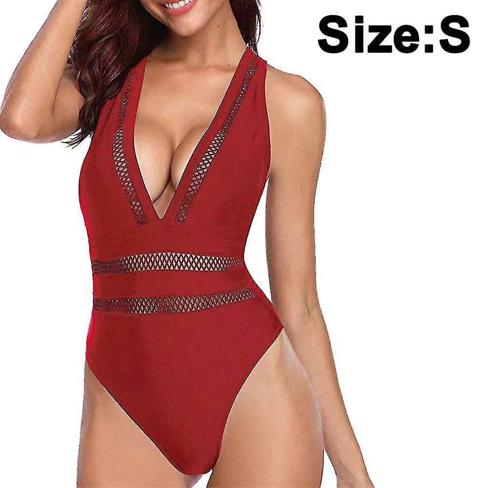 Traje de baño para mujer Deep V cuello trasero traje de baño