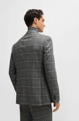 Traje slim fit en lana elástica a cuadros