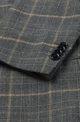 Traje slim fit en lana elástica a cuadros