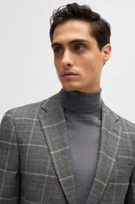 Traje slim fit en lana elástica a cuadros