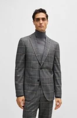 Traje slim fit en lana elástica a cuadros