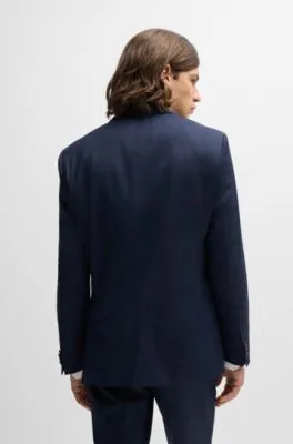 Traje slim fit en lana virgen elástica a cuadros