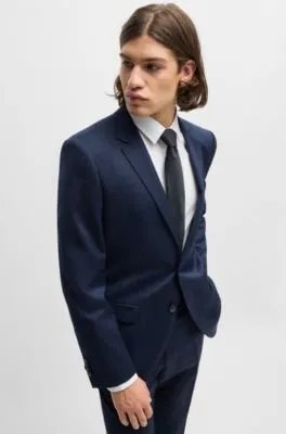 Traje slim fit en lana virgen elástica a cuadros