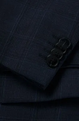 Traje slim fit en lana virgen elástica a cuadros