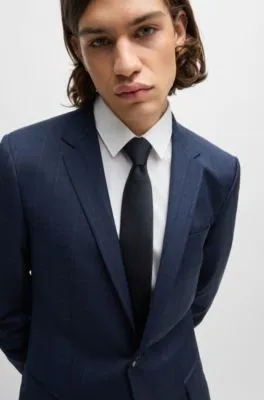 Traje slim fit en lana virgen elástica a cuadros