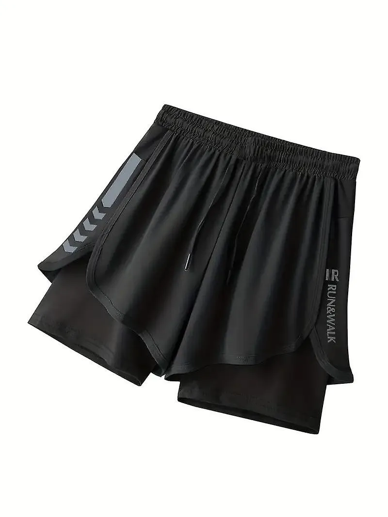 Trajes de baño de dos capas para hombres, traje de baño atlético de secado rápido ligeramente elástico con cordón para playa, pi