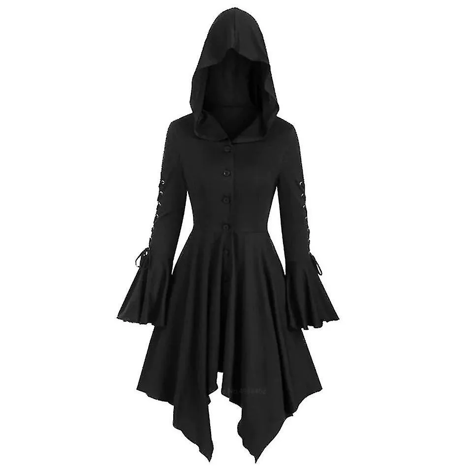 Trajes renacentistas para mujer Túnica con capucha Cordón hasta capa gótica Jersey 6 Color