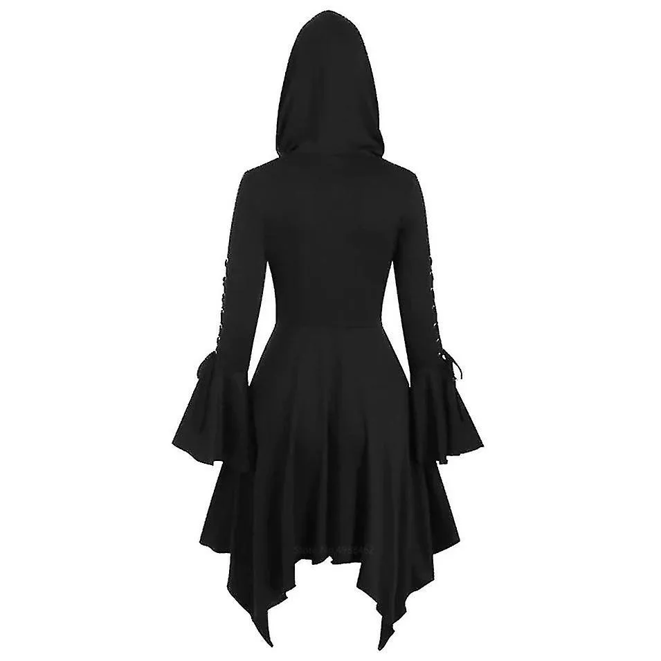 Trajes renacentistas para mujer Túnica con capucha Cordón hasta capa gótica Jersey 6 Color