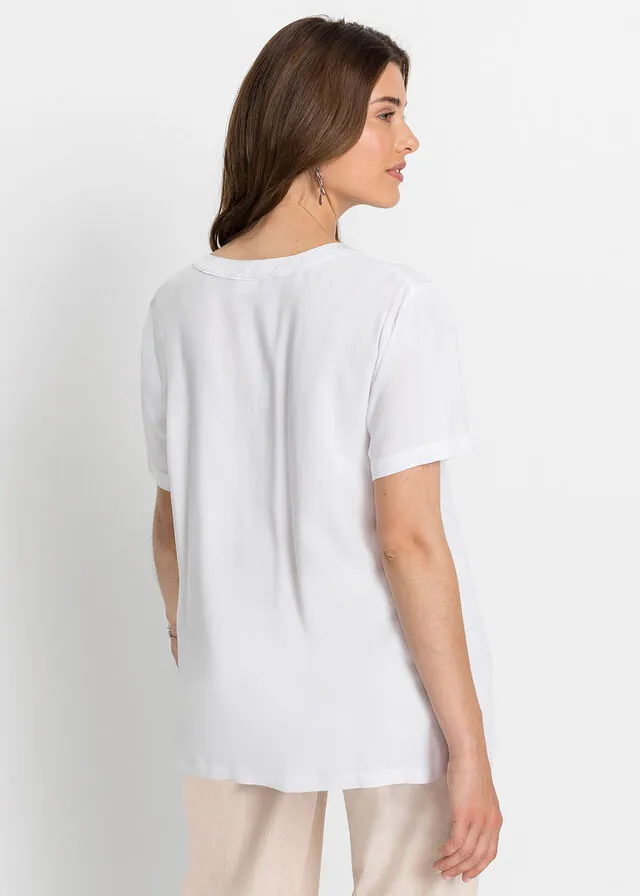 Túnica larga de viscosa sostenible Blanco