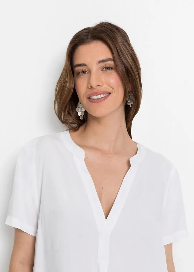 Túnica larga de viscosa sostenible Blanco