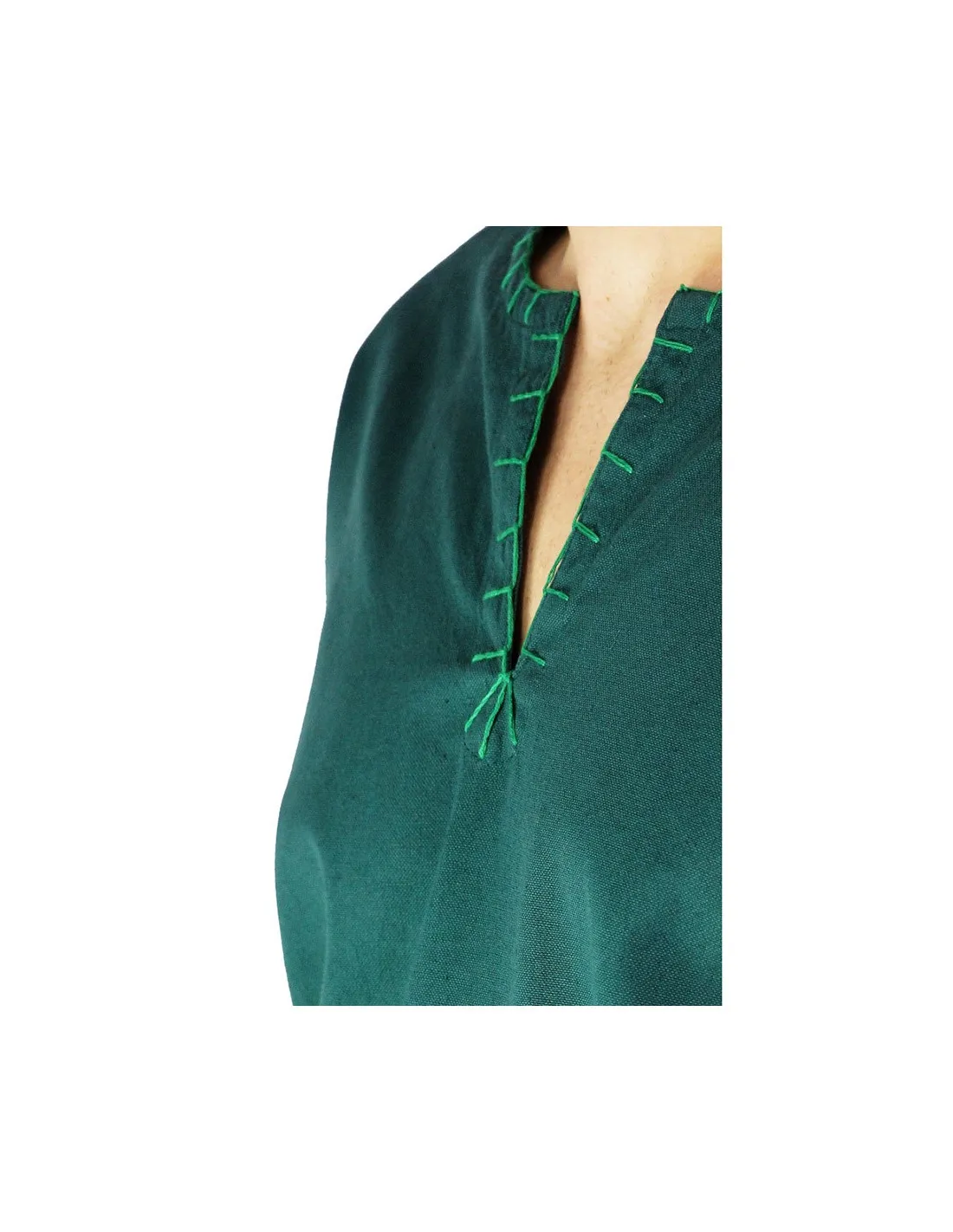 Túnica vikinga con bordados Erwin, verde