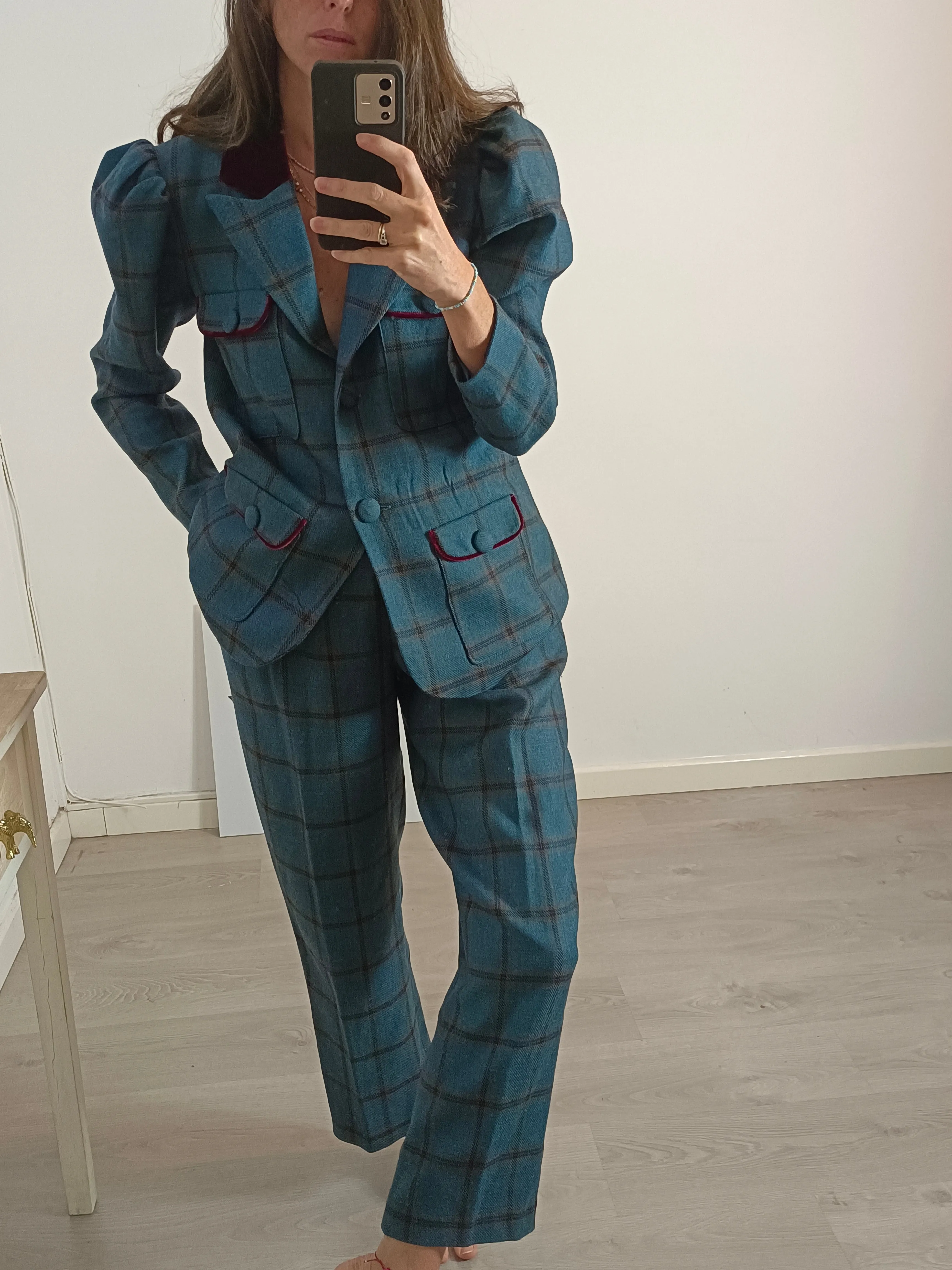 VANDERWILDE. Total look azul cuadros T.38