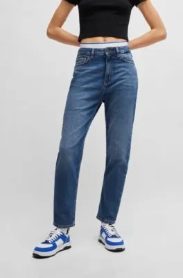 Vaqueros estilo mom de denim elástico azul medio