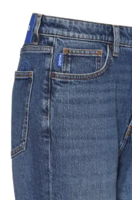 Vaqueros estilo mom de denim elástico azul medio