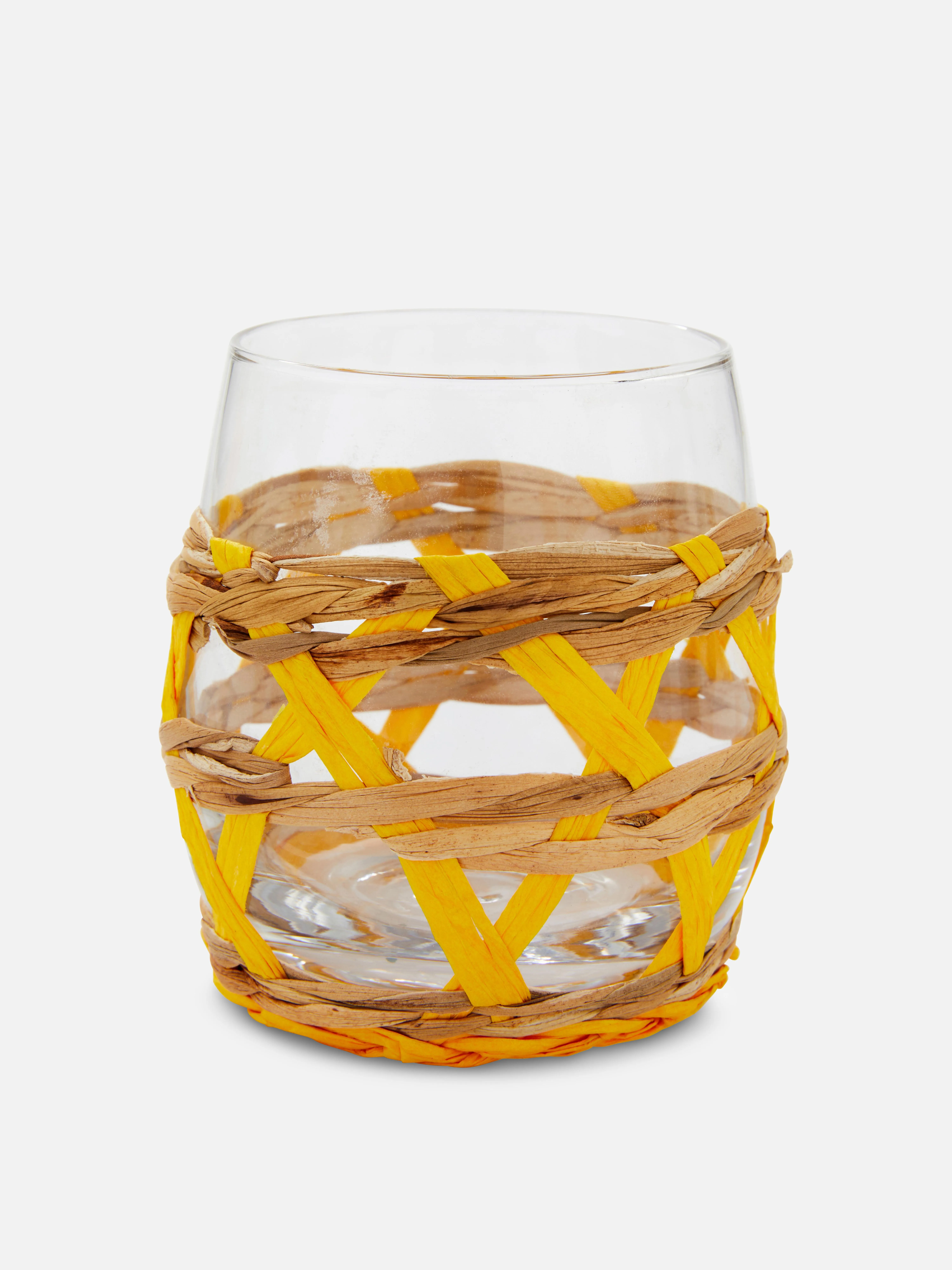 Vaso bajo con funda de ratán