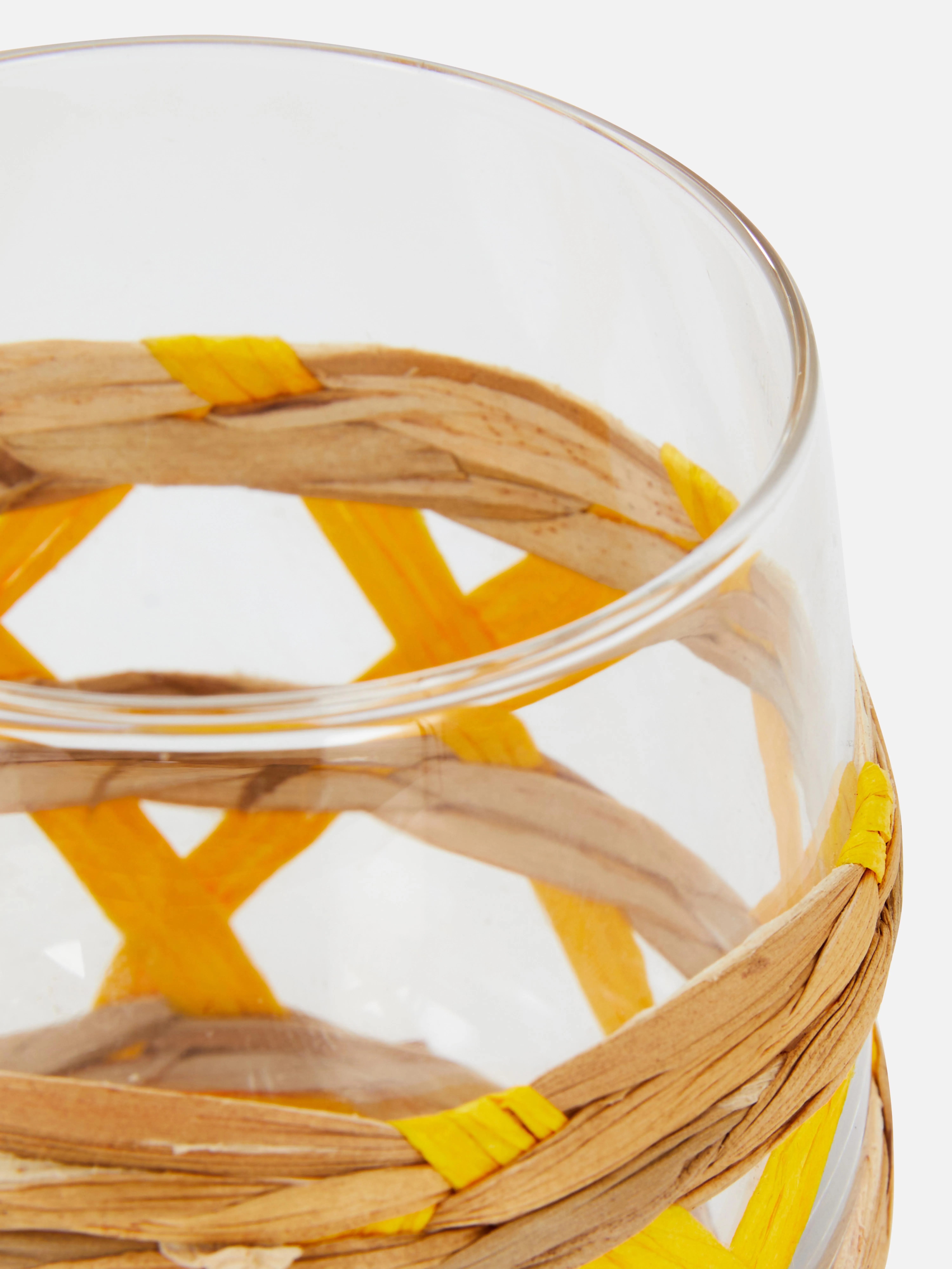 Vaso bajo con funda de ratán