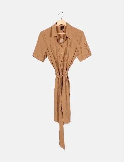 Vero Moda Vestido camisero beige