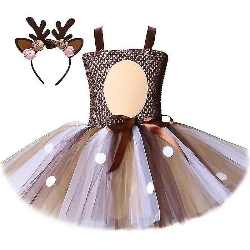 Vestido de ciervo de Navidad para niños Enviar aro de pelo Traje de niñas Falda de malla Princesa Tutu Falda de princesa Falda d