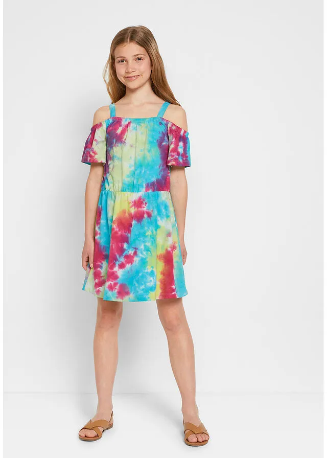 VESTIDO DE PUNTO CON ESCOTE BAñERA PARA NIñAS AZUL VERDOSOMENTA SUAVEAMARILLO LIMóNROSA ESTAMPADO