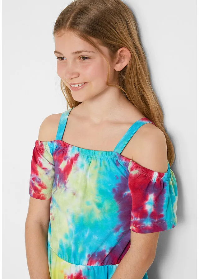 VESTIDO DE PUNTO CON ESCOTE BAñERA PARA NIñAS AZUL VERDOSOMENTA SUAVEAMARILLO LIMóNROSA ESTAMPADO