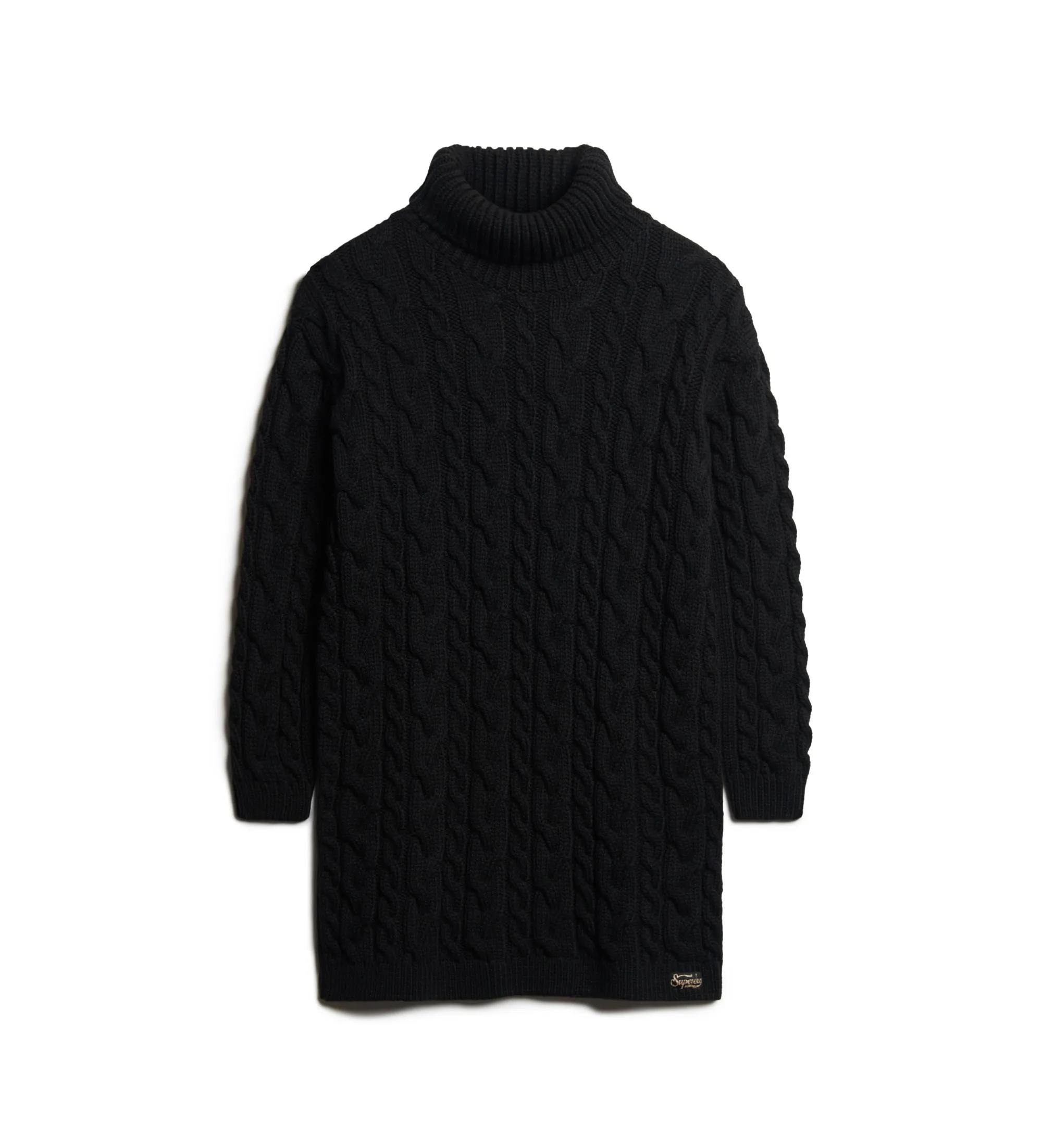 Vestido de punto de ochos con cuello enrollado negro