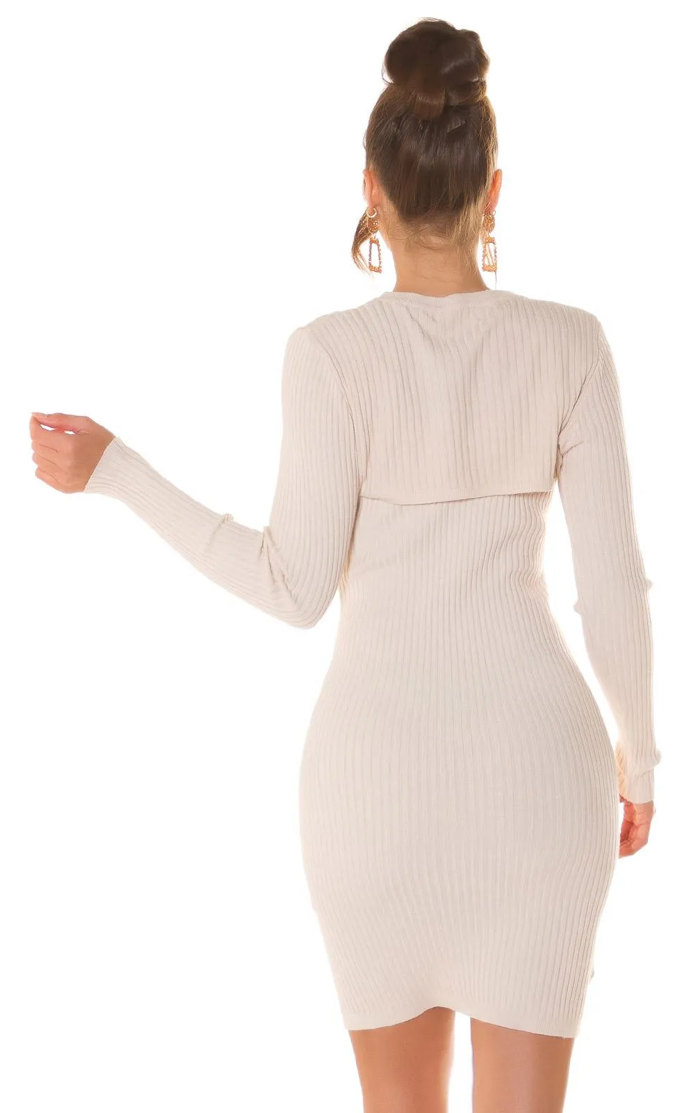 Vestido de punto efecto 2 en 1 beige