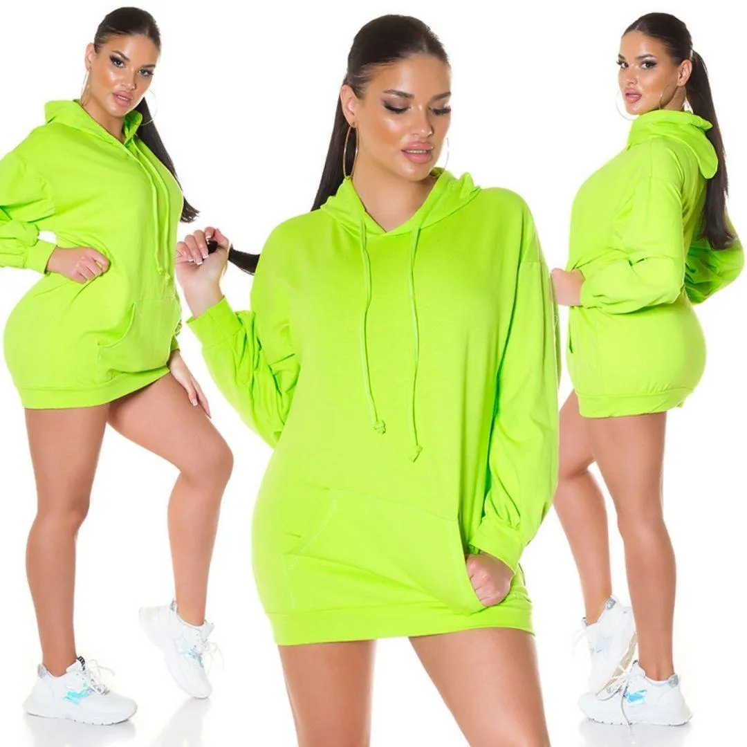 Vestido look sudadera Verde Neón