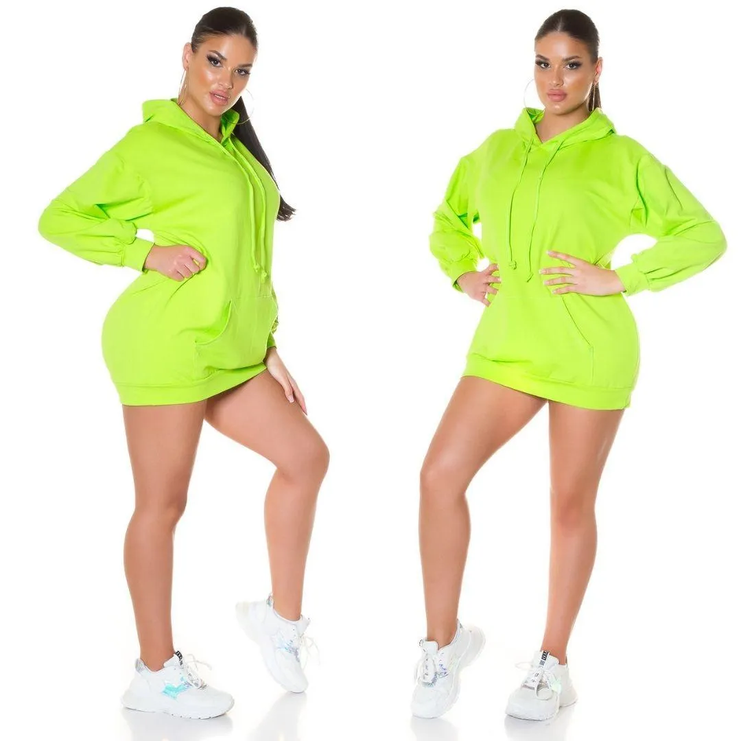 Vestido look sudadera Verde Neón