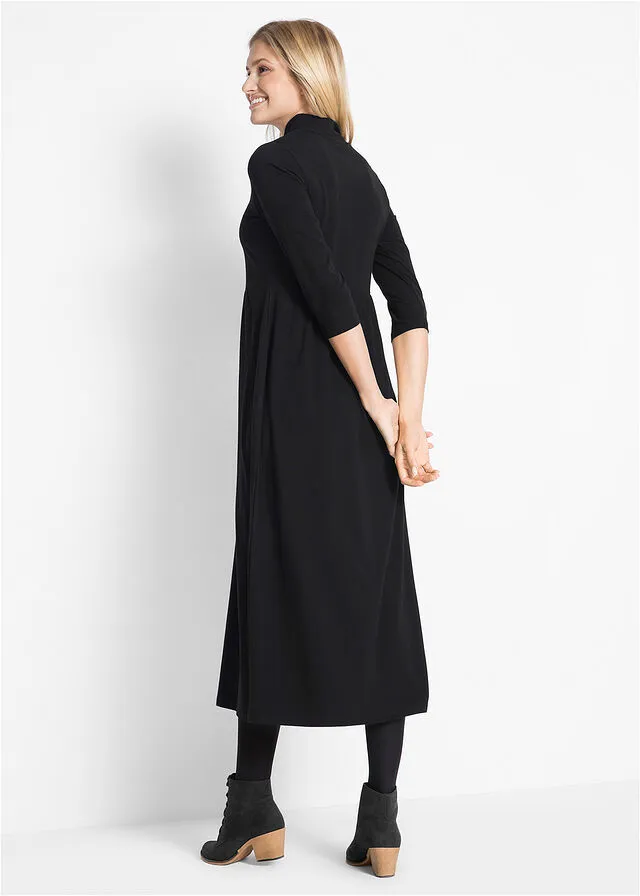 Vestido maxi con cuello alto Negro
