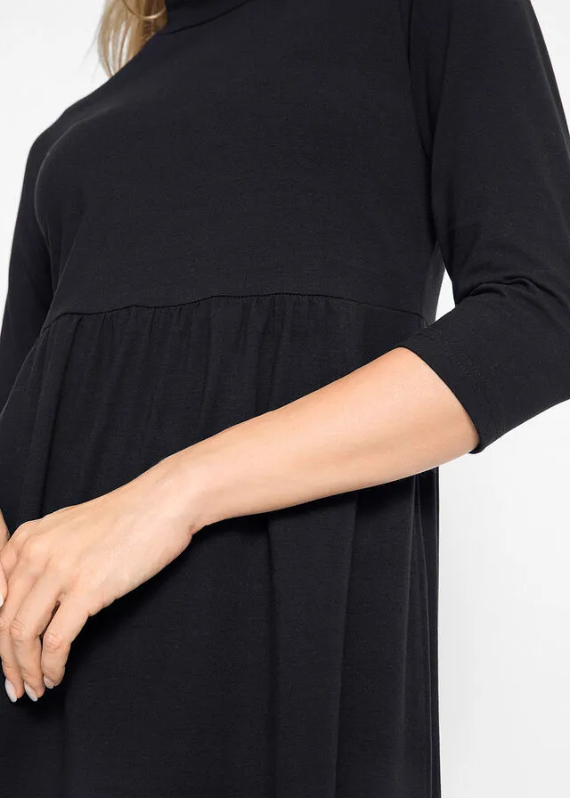 Vestido maxi con cuello alto Negro
