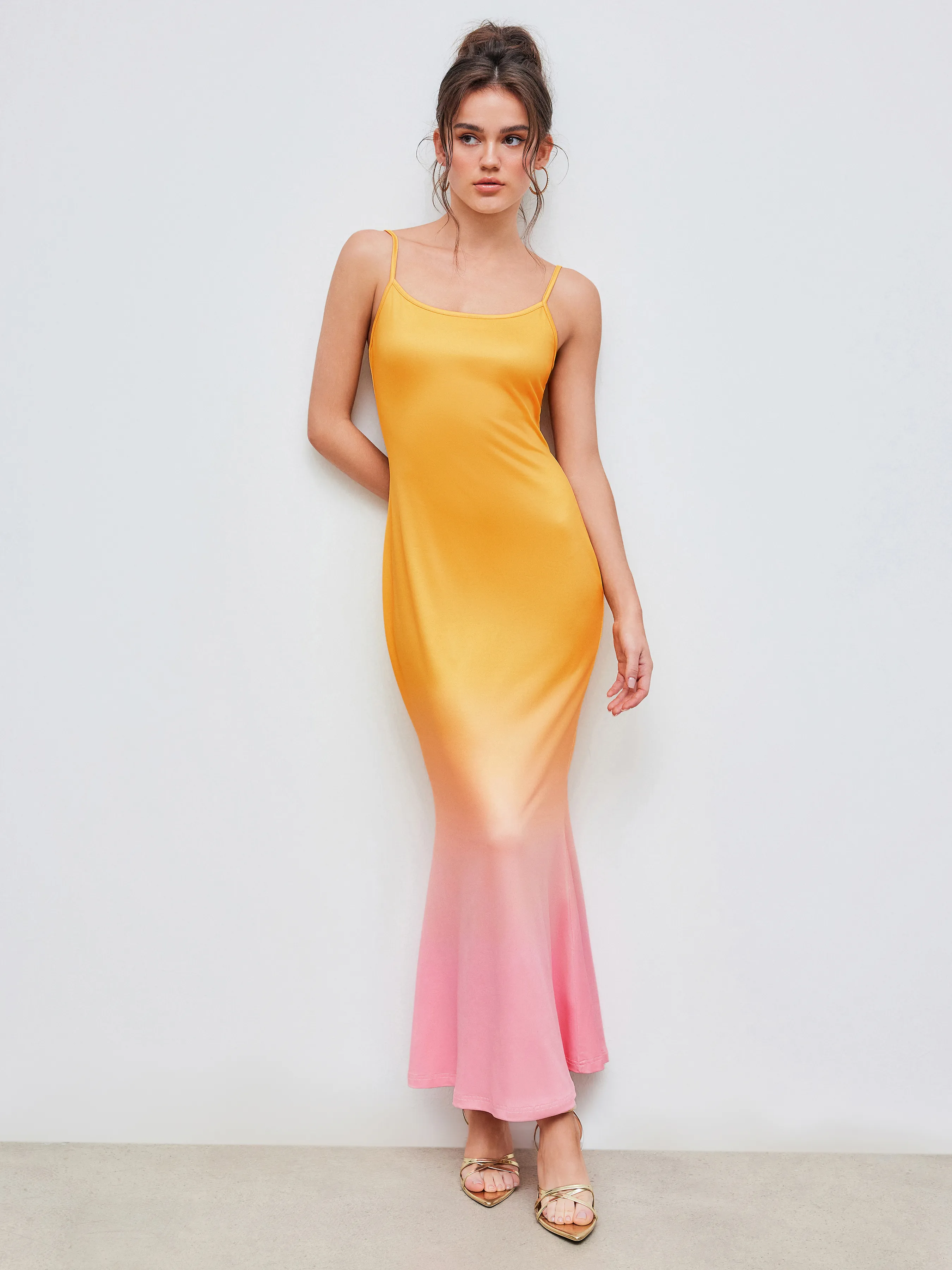 Vestido Midi Degradado con Escote Redondo
