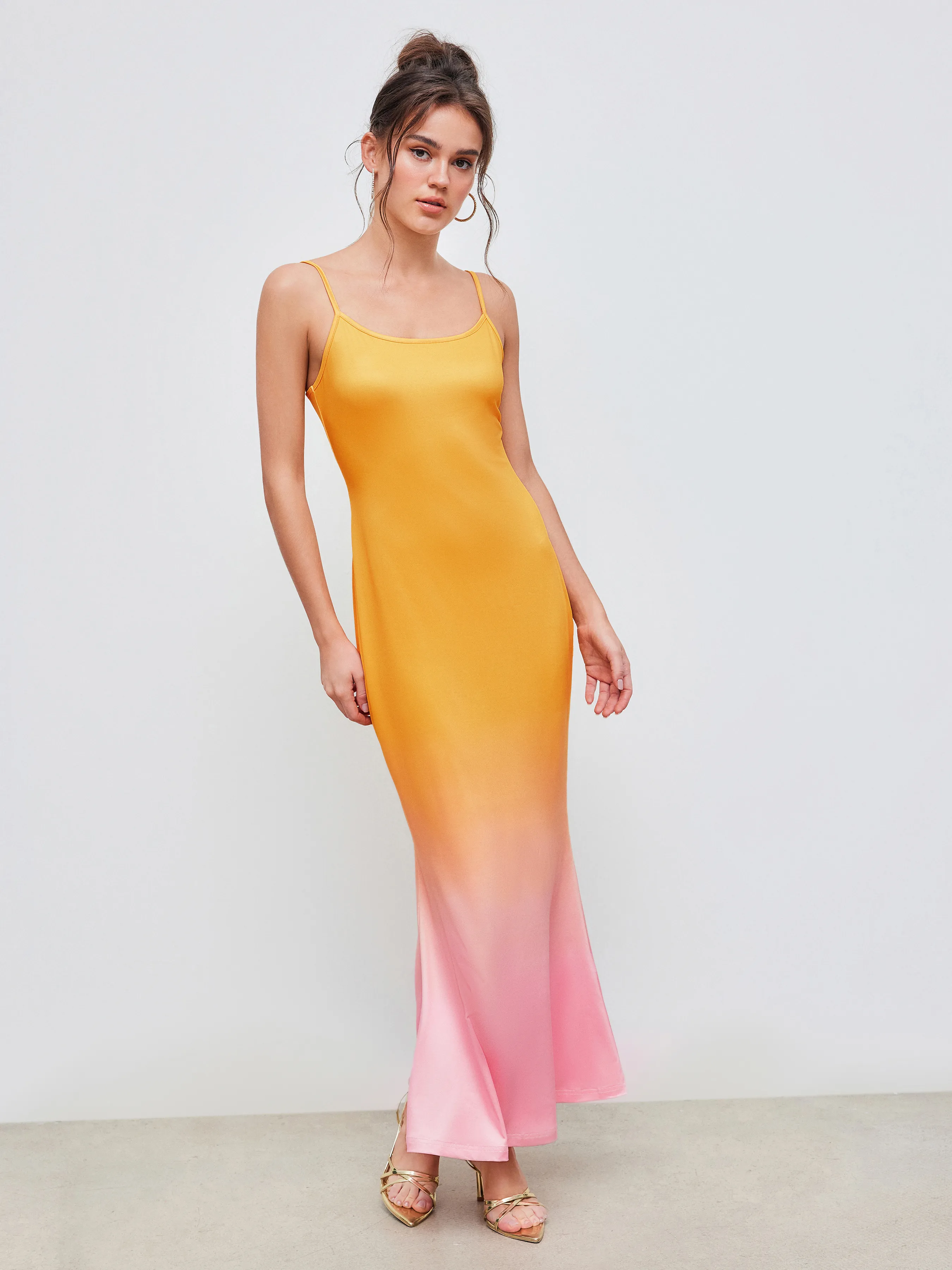 Vestido Midi Degradado con Escote Redondo