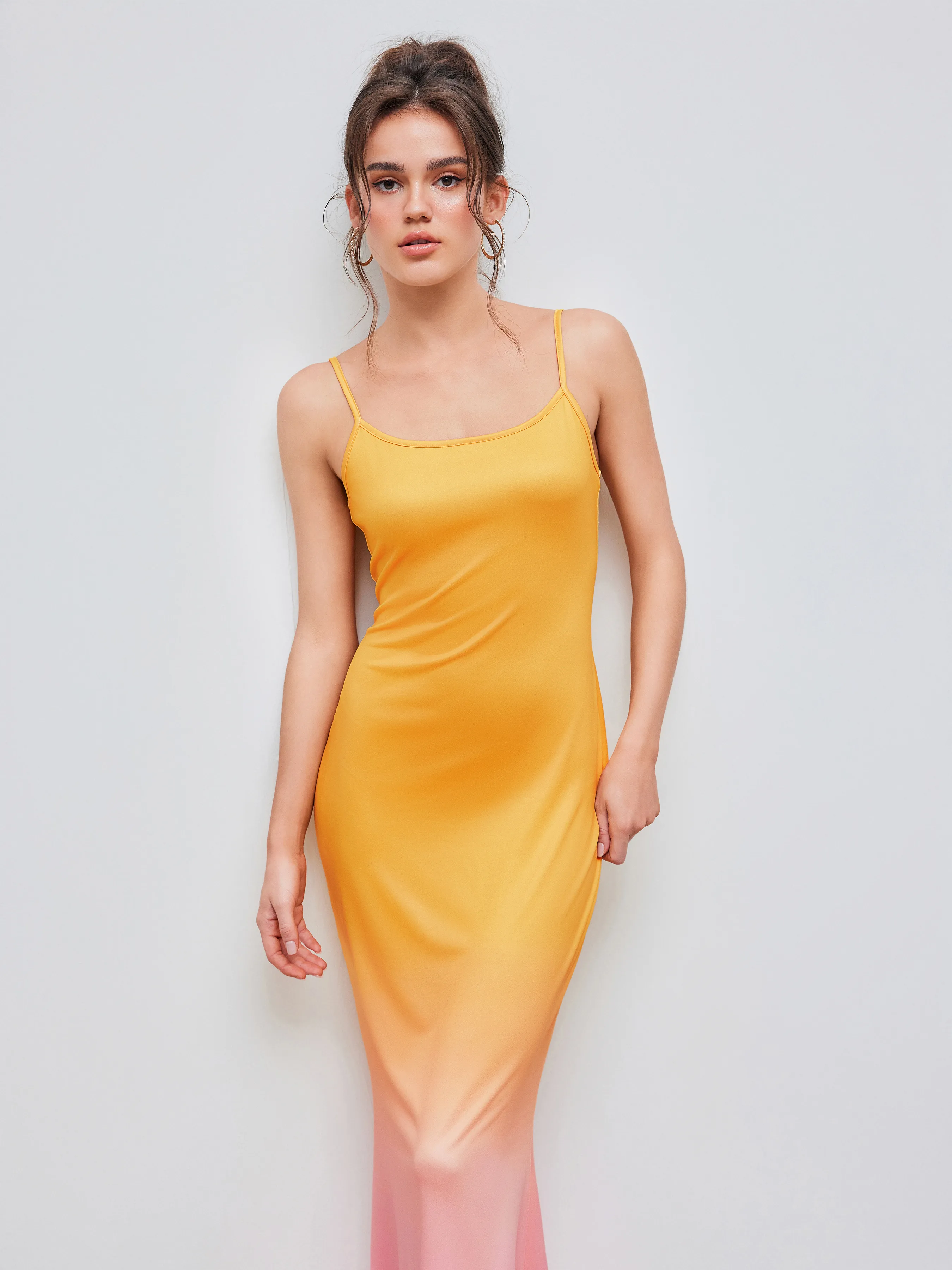 Vestido Midi Degradado con Escote Redondo