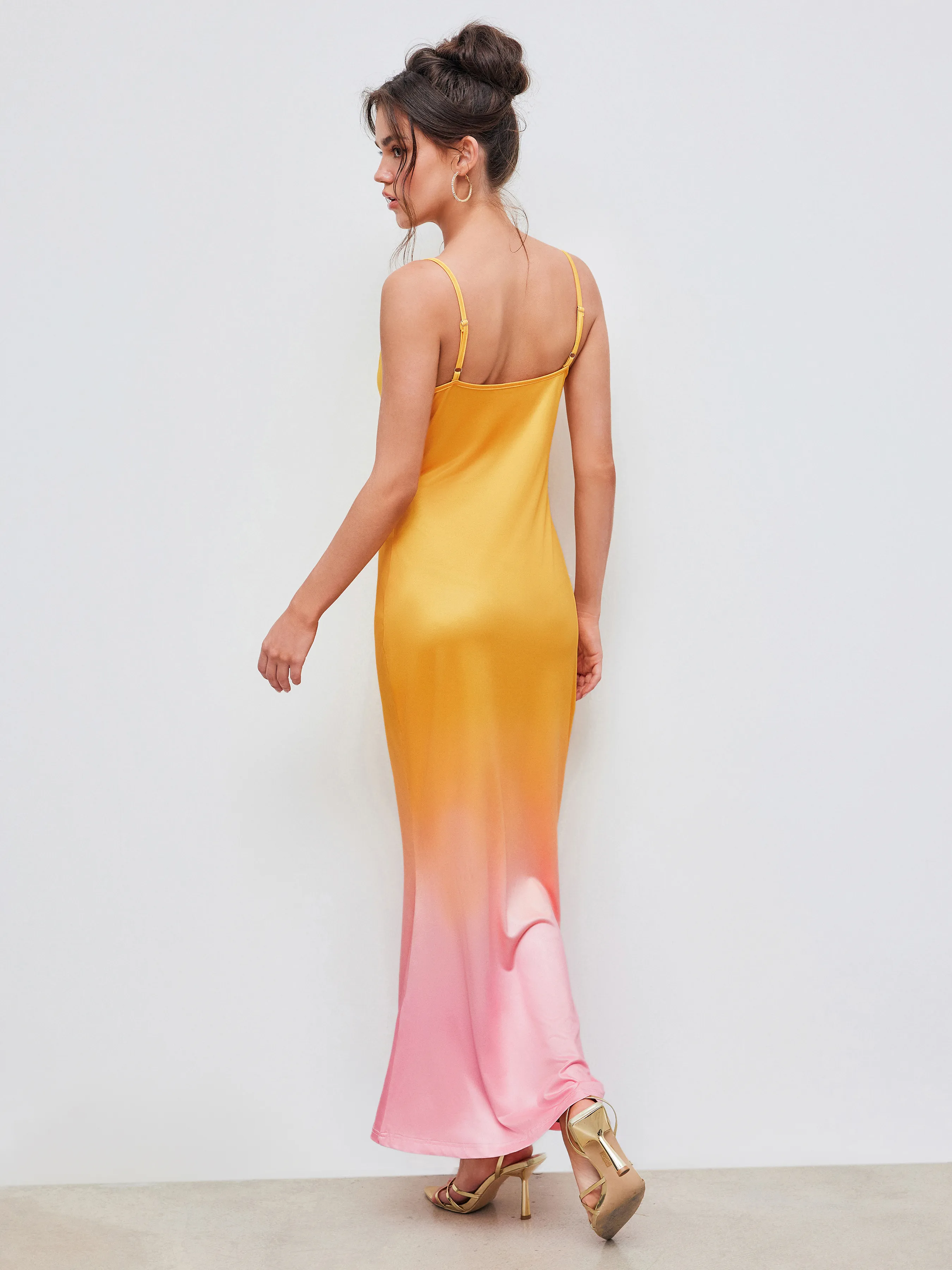 Vestido Midi Degradado con Escote Redondo
