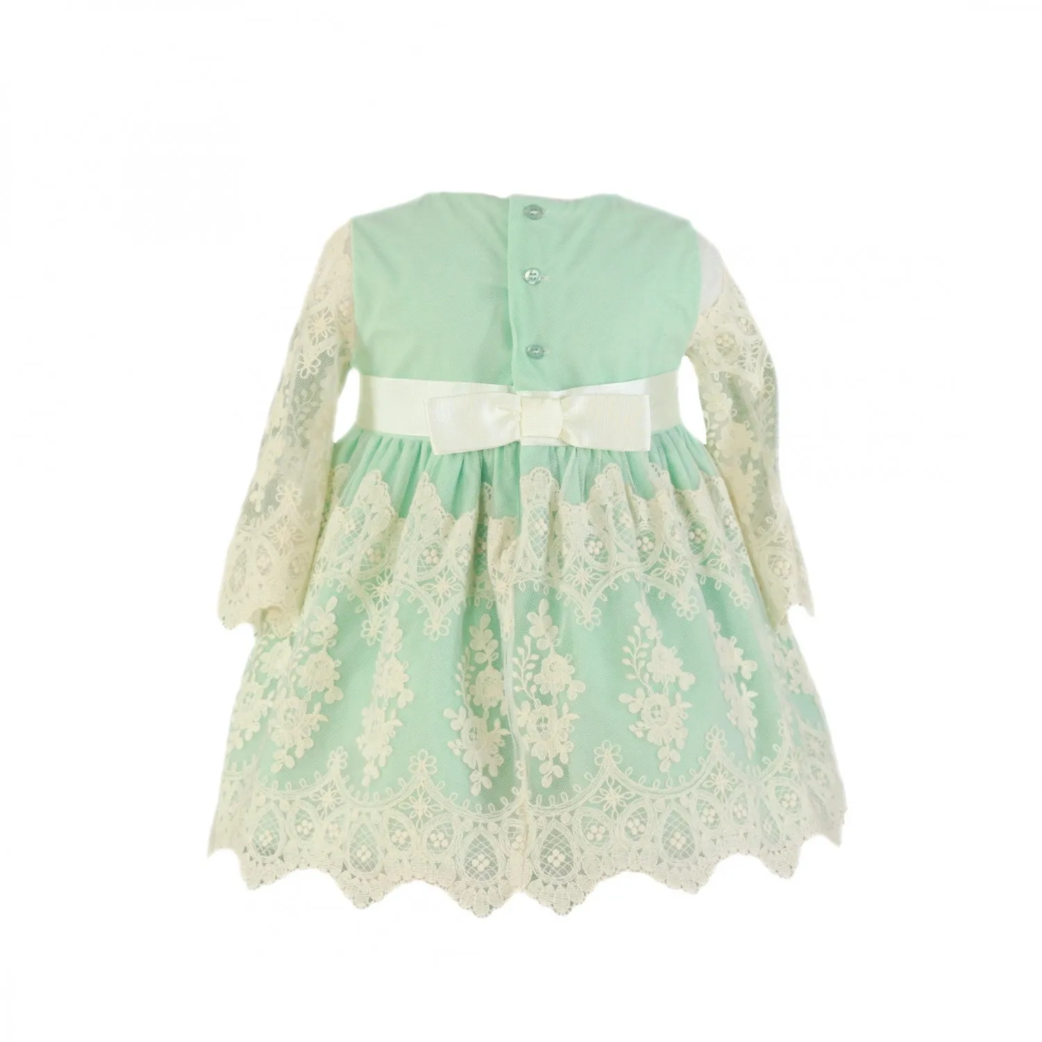 Vestido para arras o ceremonia Tul beige con verde menta