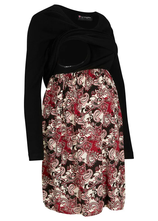 Vestido premamá Negro con patrón Paisley