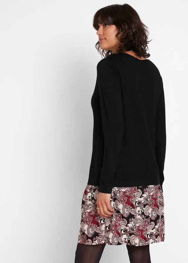 Vestido premamá Negro con patrón Paisley