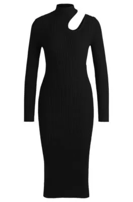 Vestido tubo con cuello medio y detalle de abertura