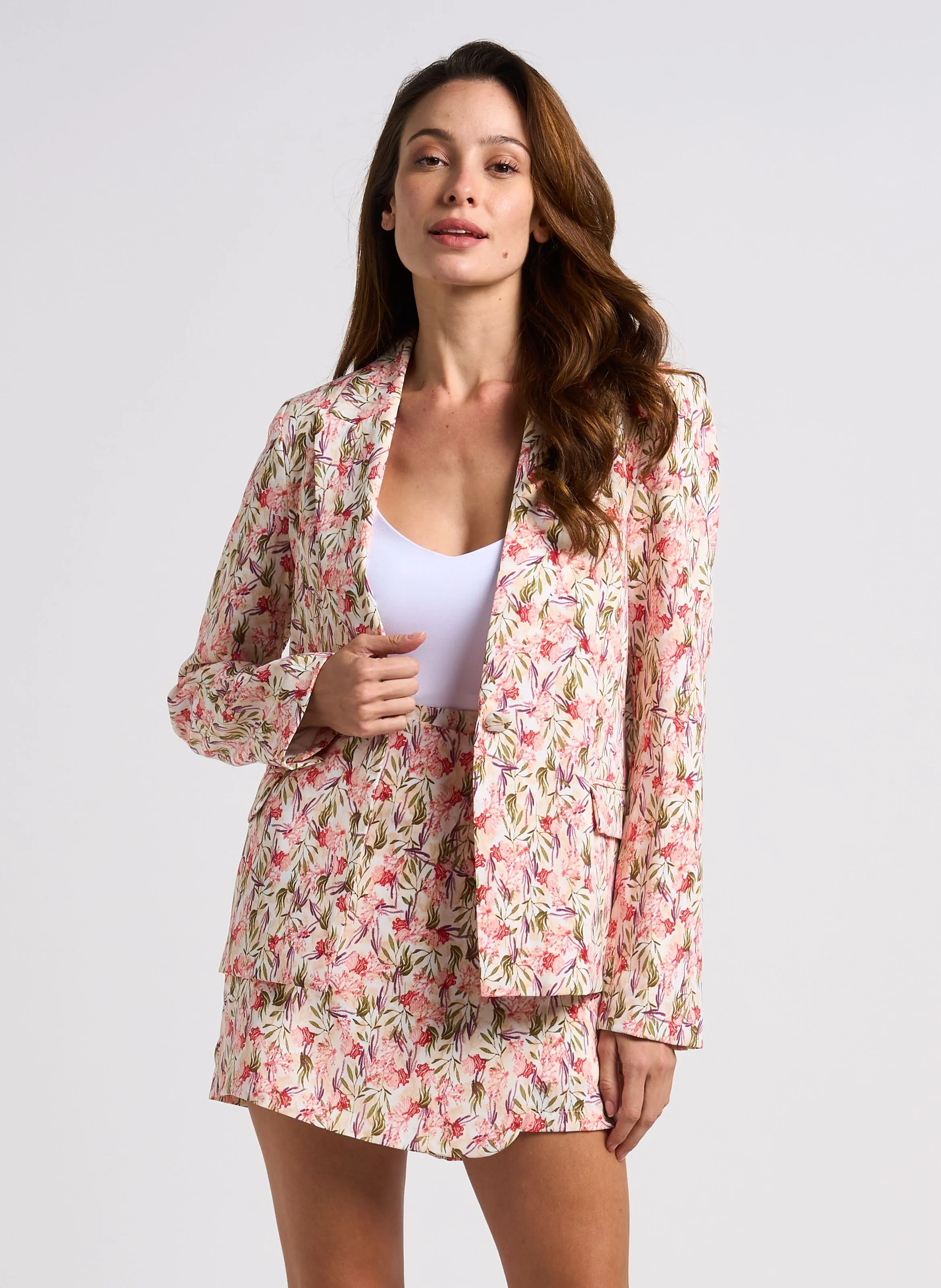 VIVIENNE  CHAQUETA DE TRAJE RECTA ESTAMPADA EN NARANJA
