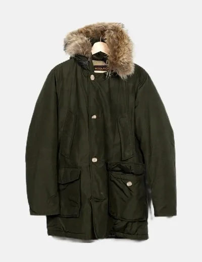 Woolrich Parka verde acolchado con capucha
