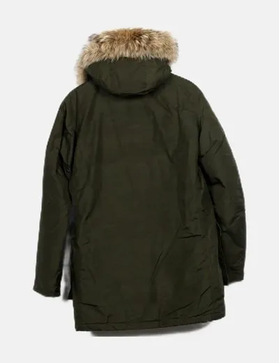 Woolrich Parka verde acolchado con capucha