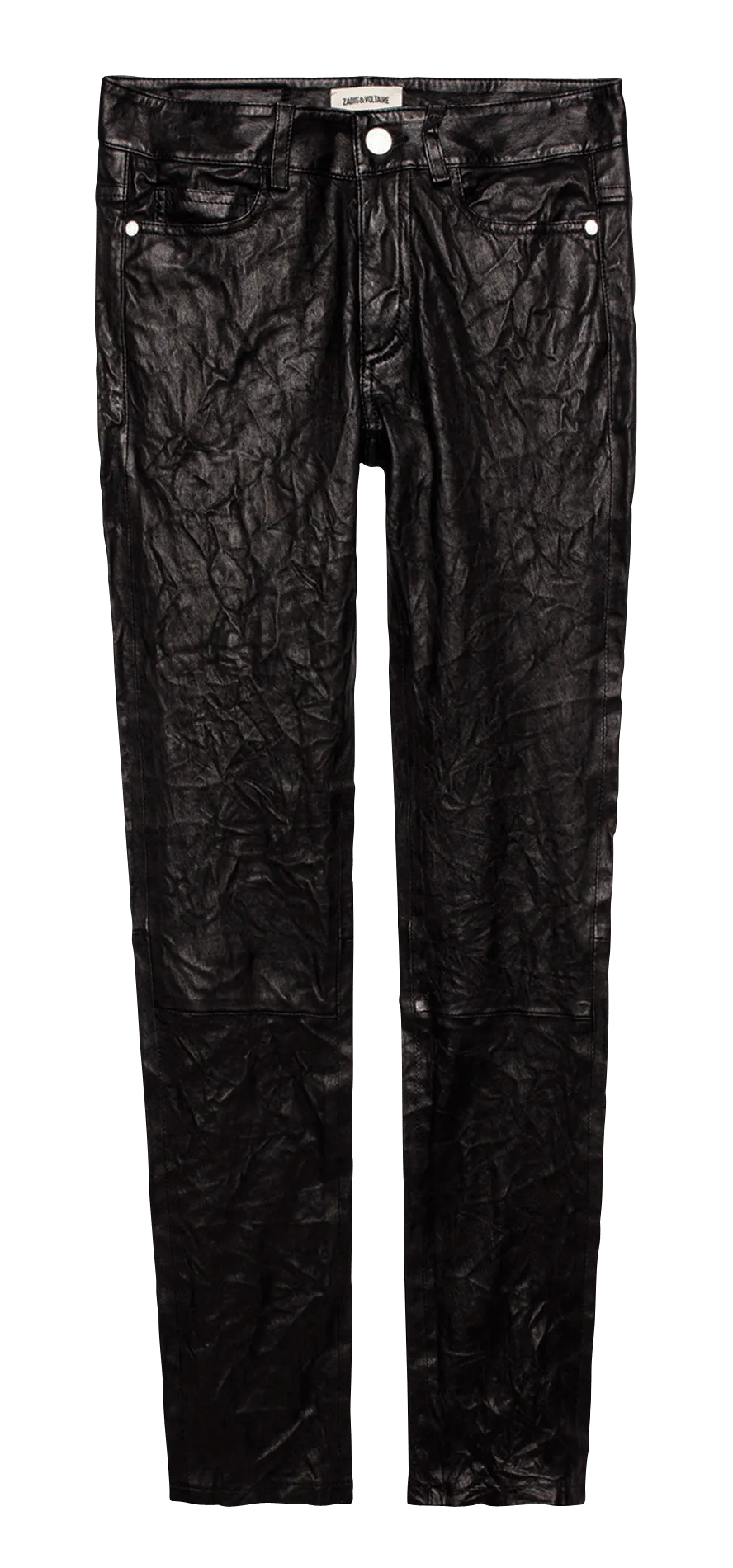 ZADIG&VOLTAIRE PHLAME  PANTALóN RECTO DE 5 BOLSILLOS DE CUERO. EN NEGRO