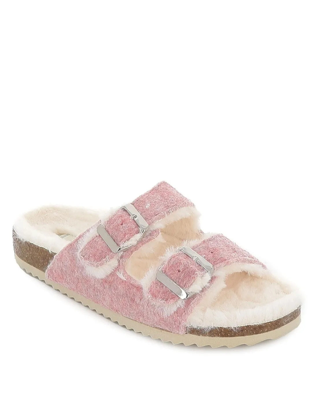 Zapatilla sandalia con pelo rosa Xti
