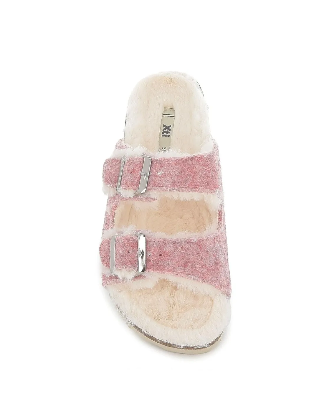 Zapatilla sandalia con pelo rosa Xti
