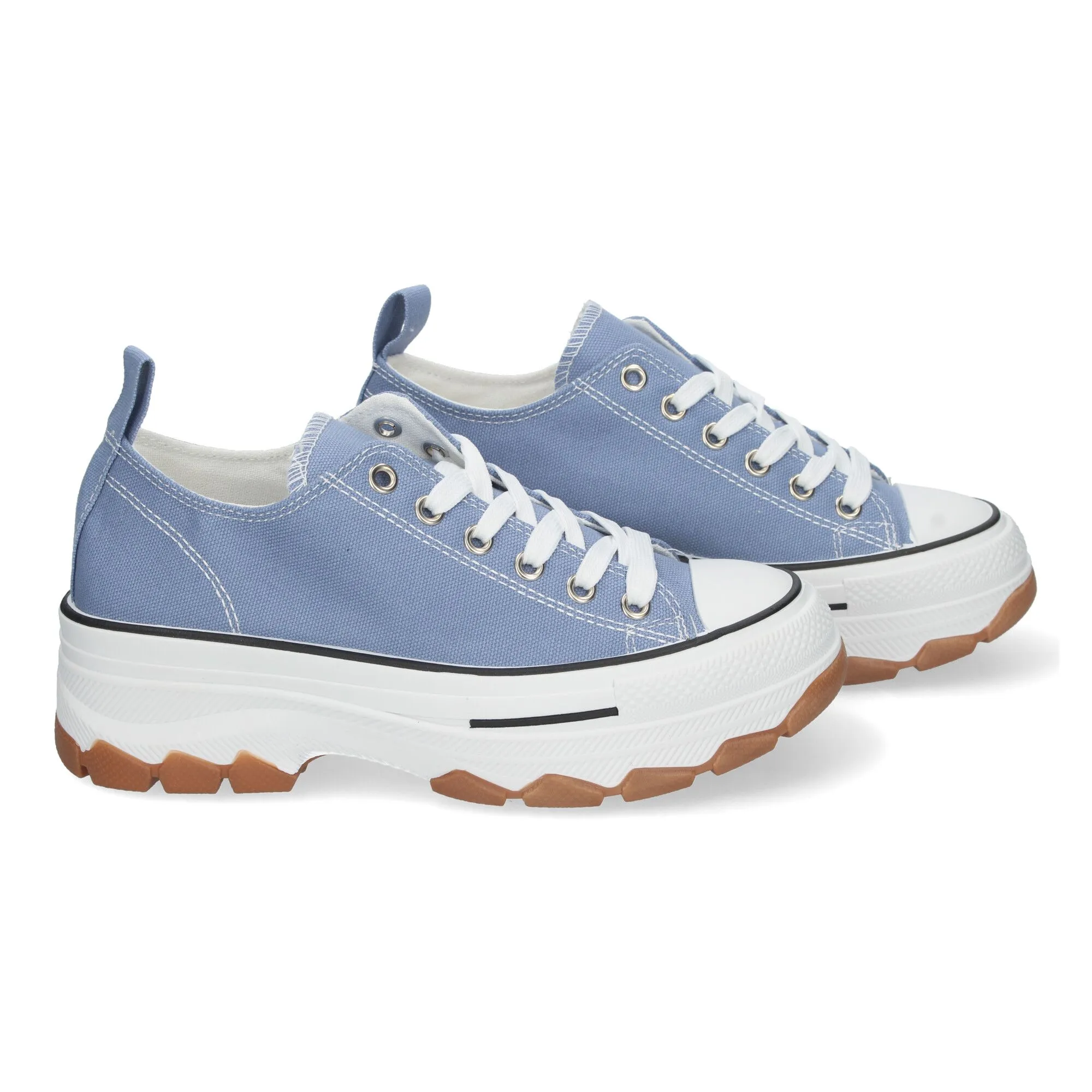 ZAPATILLAS CóMODAS PLANAS CON PLATAFORMA PARA MUJER COLOR CELESTE EV99