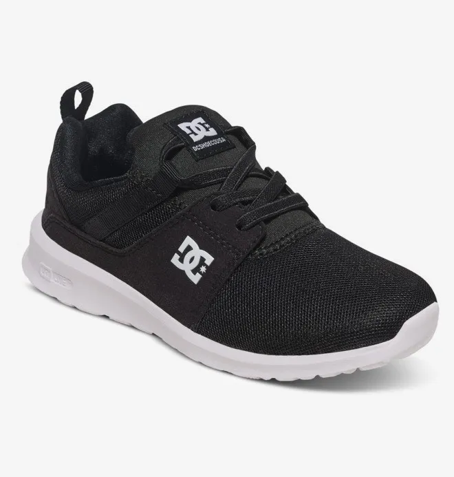 Zapatillas malla y ante DC SHOES para niño HEATHROW BLACK/WHITE (bkw) Ref. ADBS700047  Negra y blanca