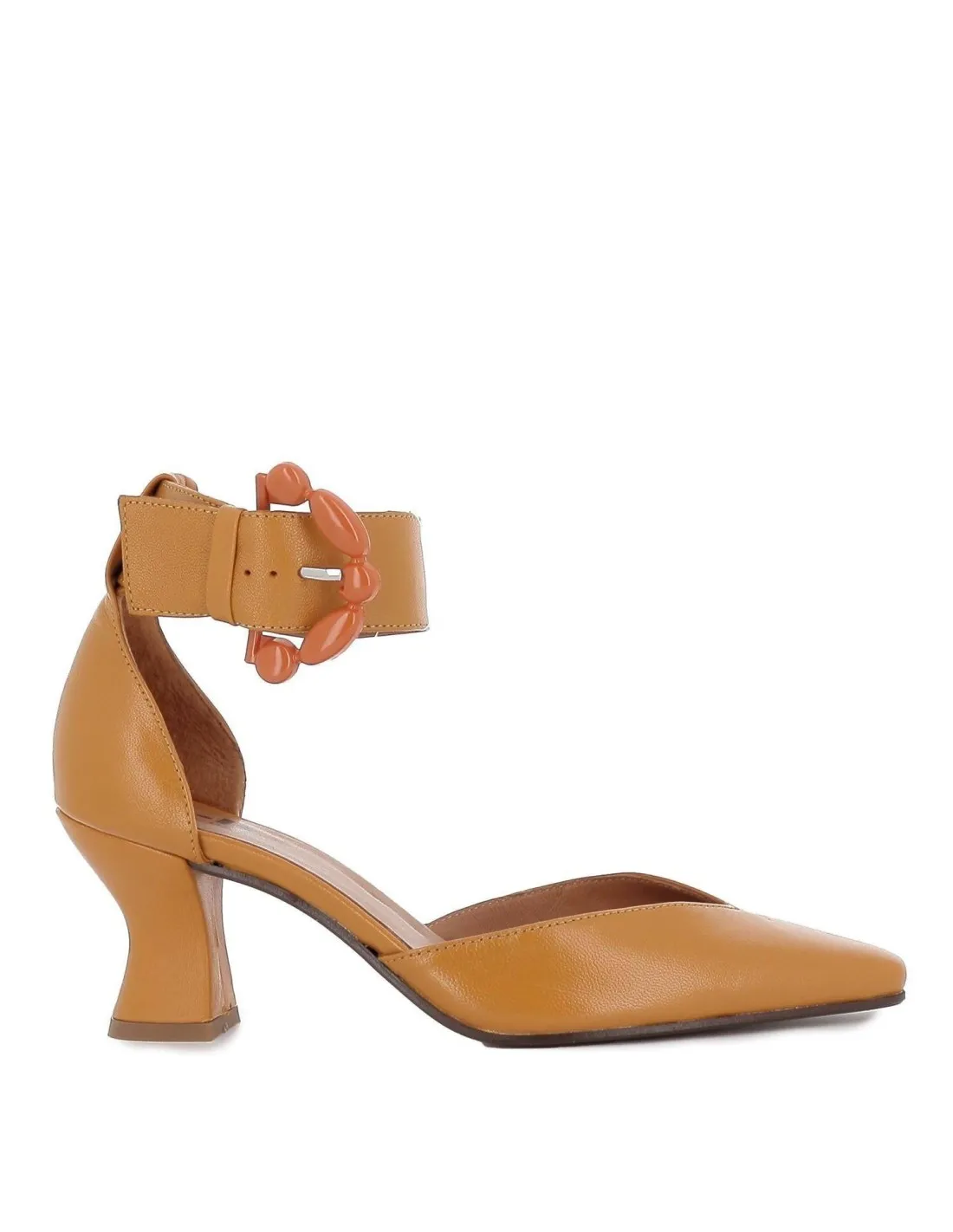 Zapato beige de tacón con correa talón para mujer Pepe Parra