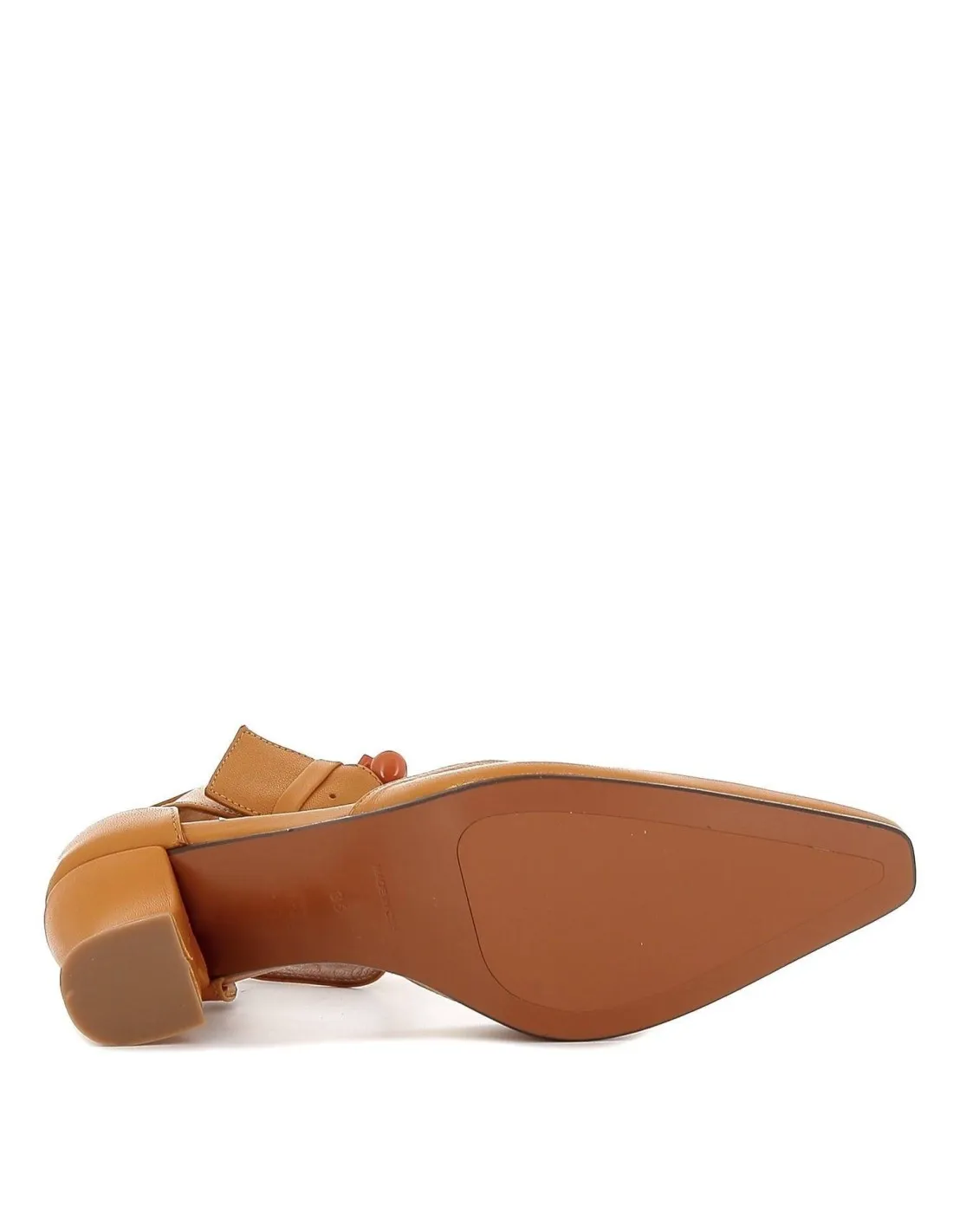 Zapato beige de tacón con correa talón para mujer Pepe Parra