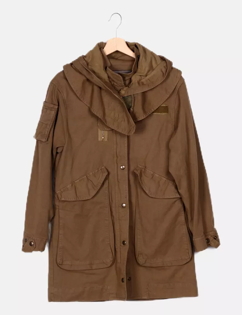 Zara Parka con capucha verde
